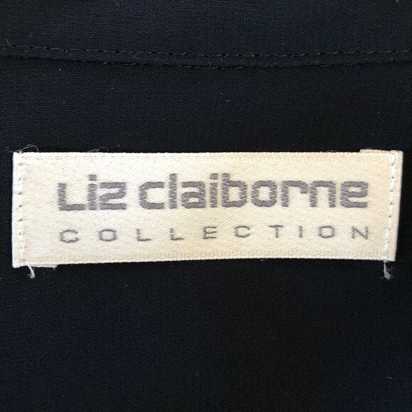 Liz Claiborne Vintage 80s Women’s Black Sheer Double Breasted Blouse Size 10 - Picture 8 of 11